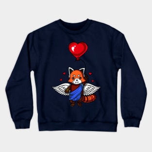 Red Panda Bear Love Heart Balloon Valentines Day Crewneck Sweatshirt